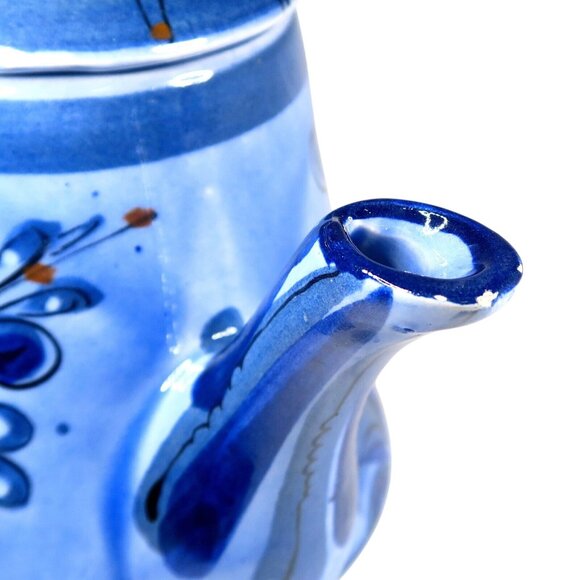 Tonala Blue Bird & Butterfly Teapot with Lid Vintage Signed Mexican Pottery - Picture 9 of 9